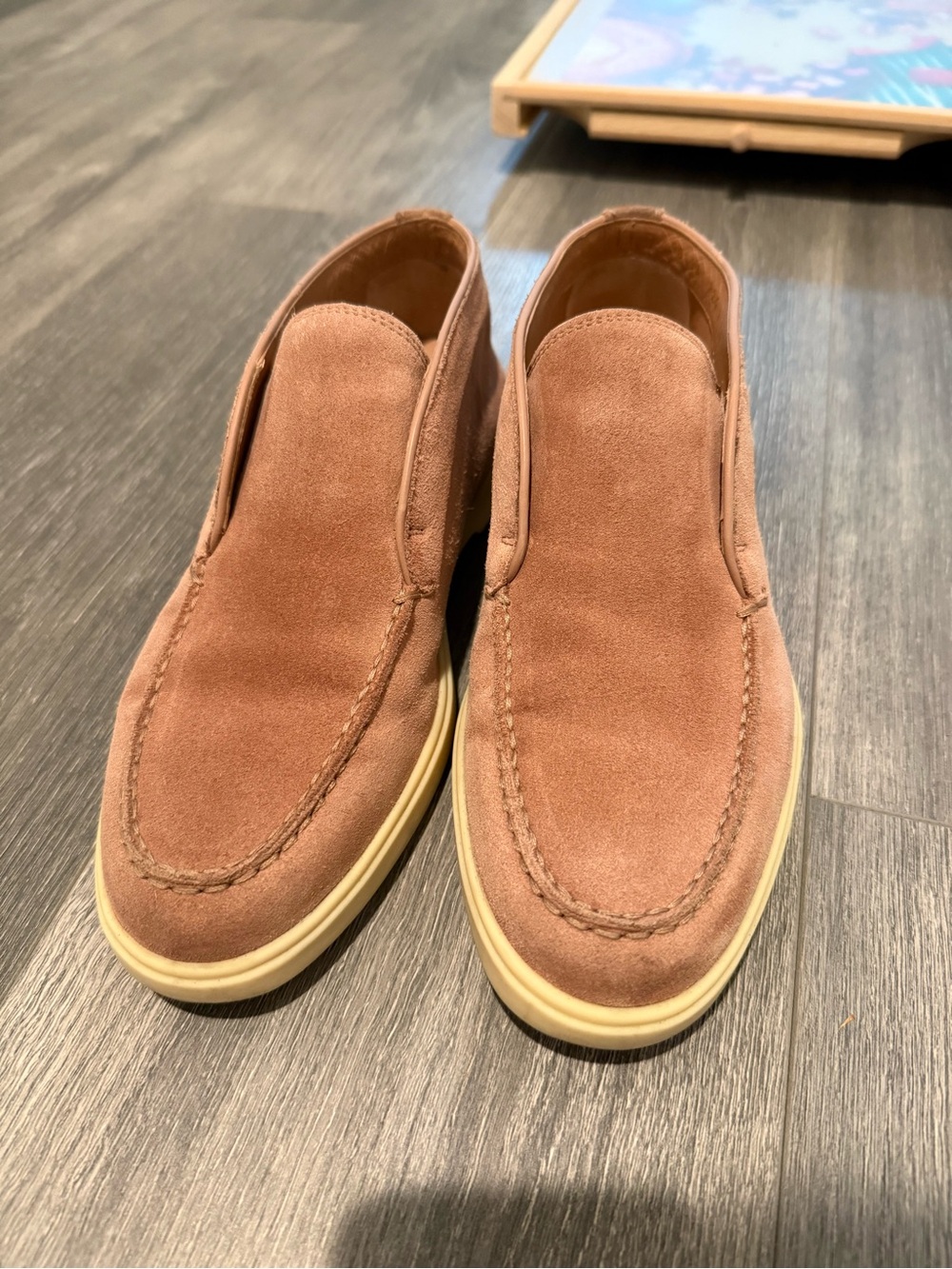 Santoni Slip-On Suede Loafers in Brown